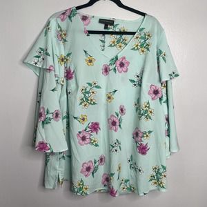 Lane Bryant Floral Long Sleeve Blouse